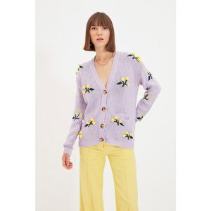 Trendyol Lilac Pompom Detailed Knitwear Cardigan