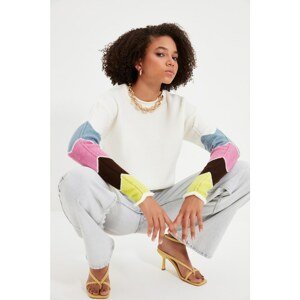 Trendyol Ecru Sleeves Color Block Knitwear Sweater