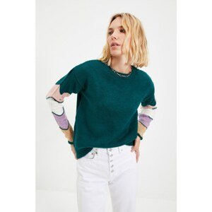Trendyol Green Sleeves Color Block Knitwear Sweater