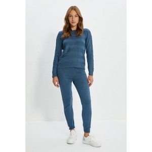 Trendyol Indigo Knitted Detailed Knitwear Bottom-Top Set