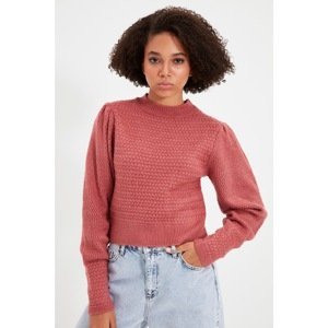 Trendyol Dried Rose Knitted Detailed Stand Up Collar Knitwear Sweater