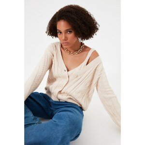 Trendyol Beige Knitted Detailed Blouse - Cardigan Suit Cardigan