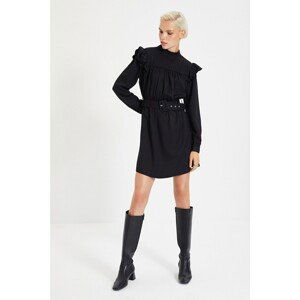 Trendyol Black Belted Frill Detailed Dress