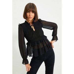 Trendyol Black Lace-up Blouse