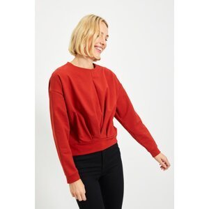 Trendyol Cinnamon Pleat Detailed Basic Knitted Thin Sweatshirt