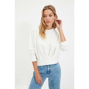 Trendyol Ecru Pleat Detailed Basic Knitted Thin Sweatshirt