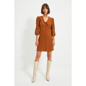 Trendyol Camel Collar Detailed Shirt Dress