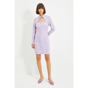 Trendyol Lilac Collar Detailed Buttoned Dress