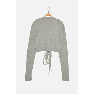 Trendyol Gray Decollete Crop Knitted Blouse