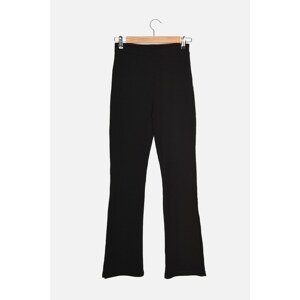 Trendyol Black Culotte Fit Ribbed Knitted Trousers