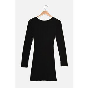 Trendyol Black Low Back Ribbed Knitted Dress