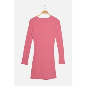 Trendyol Pink Low Back Ribbed Knitted Dress