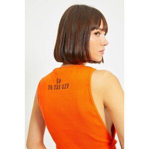 Trendyol Orange Back Printed Crop Knitted Blouse