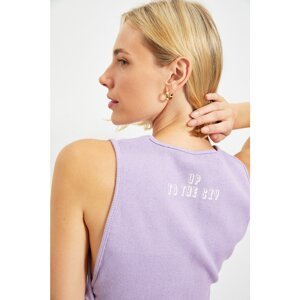Trendyol Lilac Back Printed Crop Knitted Blouse