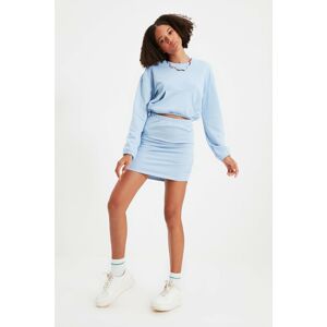 Trendyol Light Blue Pleated Knitted Skirt