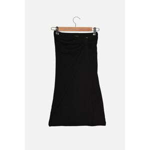 Trendyol Black Slit Detailed Corduroy Midi Knitted Skirt