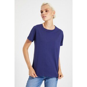 Trendyol Navy Blue-Khaki 100% Cotton Single Jersey Crew Neck 2-Pack Knitted T-Shirt