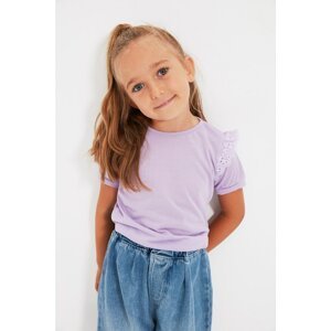 Trendyol Lilac Frilly Girl Knitted T-Shirt