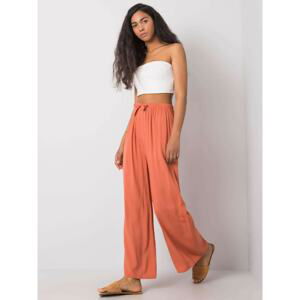 RUE PARIS Brick-colored fabric trousers