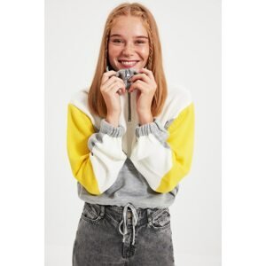 Trendyol Gray Zippered Oversize Knitwear Sweater