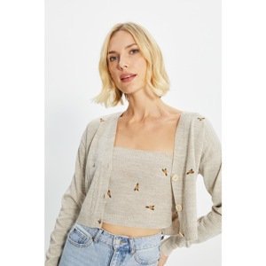 Trendyol Stone Knitted Detailed Blouse Knitwear Cardigan