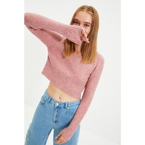 Trendyol Pale Pink Crop Soft Textured Basic Knitwear Sweater