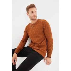 Trendyol Camel Men Slim Fit Turtleneck Textured Knitwear Sweater