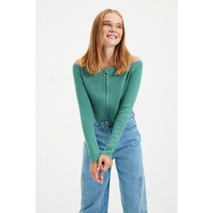 Trendyol Mint Zippered Crop Knitwear Sweater