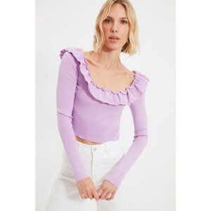 Trendyol Lilac Collar Detailed Crop Knitwear Sweater