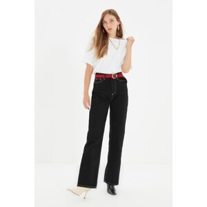 Trendyol Black Contrast Stitch Detail High Waist 90's Wide Leg Jeans