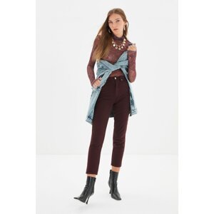 Trendyol Burgundy High Waist Mom Fit Jeans