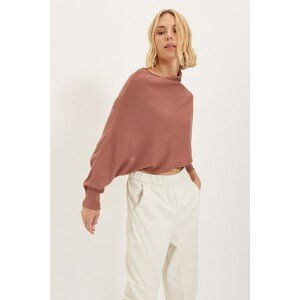 Trendyol Dried Rose Collar Bat Sleeve Knitwear Sweater