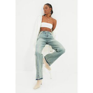 Trendyol Blue Stitch Detail High Waist Wide Leg Jeans