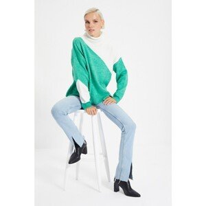 Trendyol Mint Color Block Fisherman Knitwear Sweater