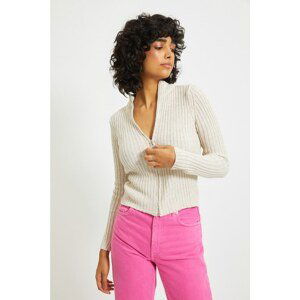 Trendyol Stone Zippered Knitwear Cardigan