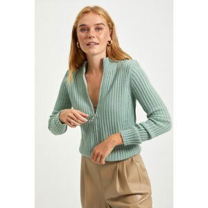 Trendyol Mint Zippered Knitwear Cardigan