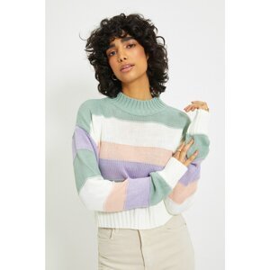 Trendyol Mint Color Block Crop Knitwear Sweater