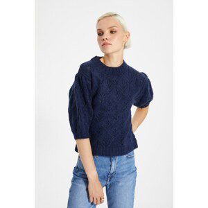 Trendyol Navy Blue Three Quarter Sleeve Knitwear Blouse