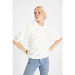 Trendyol Ecru Three Quarter Sleeve Openwork Knitwear Blouse