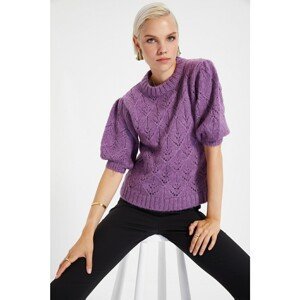 Trendyol Lilac Three Quarter Sleeve Openwork Knitwear Blouse