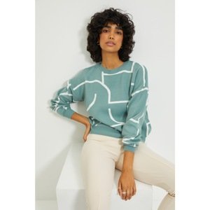 Trendyol Mint Jacquard Knitwear Sweater