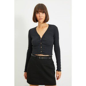 Trendyol Anthracite Buttoned Knitted Blouse
