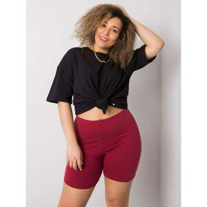 Plus size burgundy cotton shorts