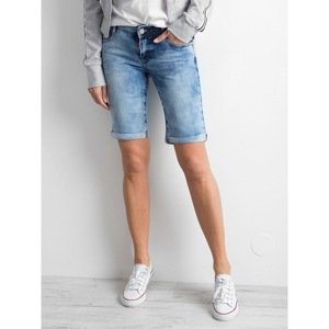 Blue denim shorts with washed effect