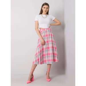 Pink pleated skirt with plaid pattern
