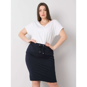 Navy blue plus size cotton skirt