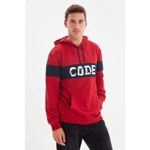 Trendyol Men's Red Regular Fit Hooded Paneled Sweatshirt