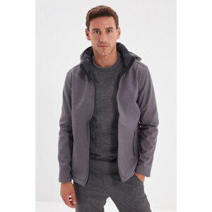 Trendyol Gray Men's Zippered Detachable Hooded Coat