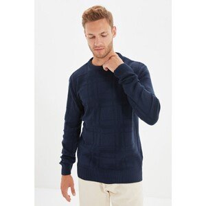 Trendyol Navy Blue Men's Crew Neck Slim Fit Knitwear Sweater