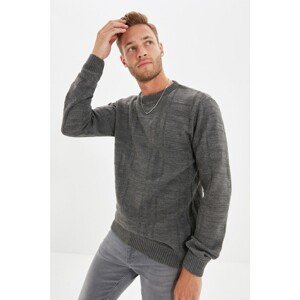 Trendyol Gray Men's Slim Fit Crew Neck Patterned Knitwear Sweater